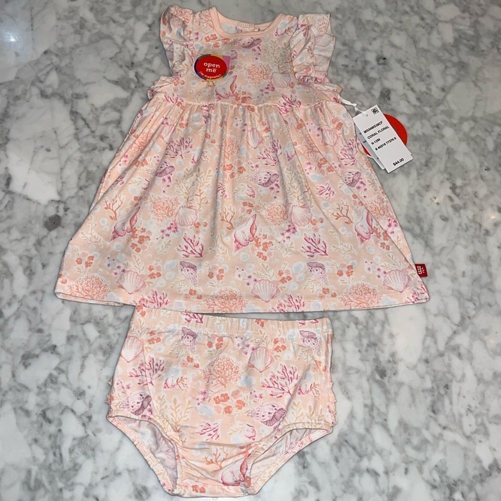 NWT MAGNETIC ME CORAL FLORAL PRINTED DRESS 2 PIECE